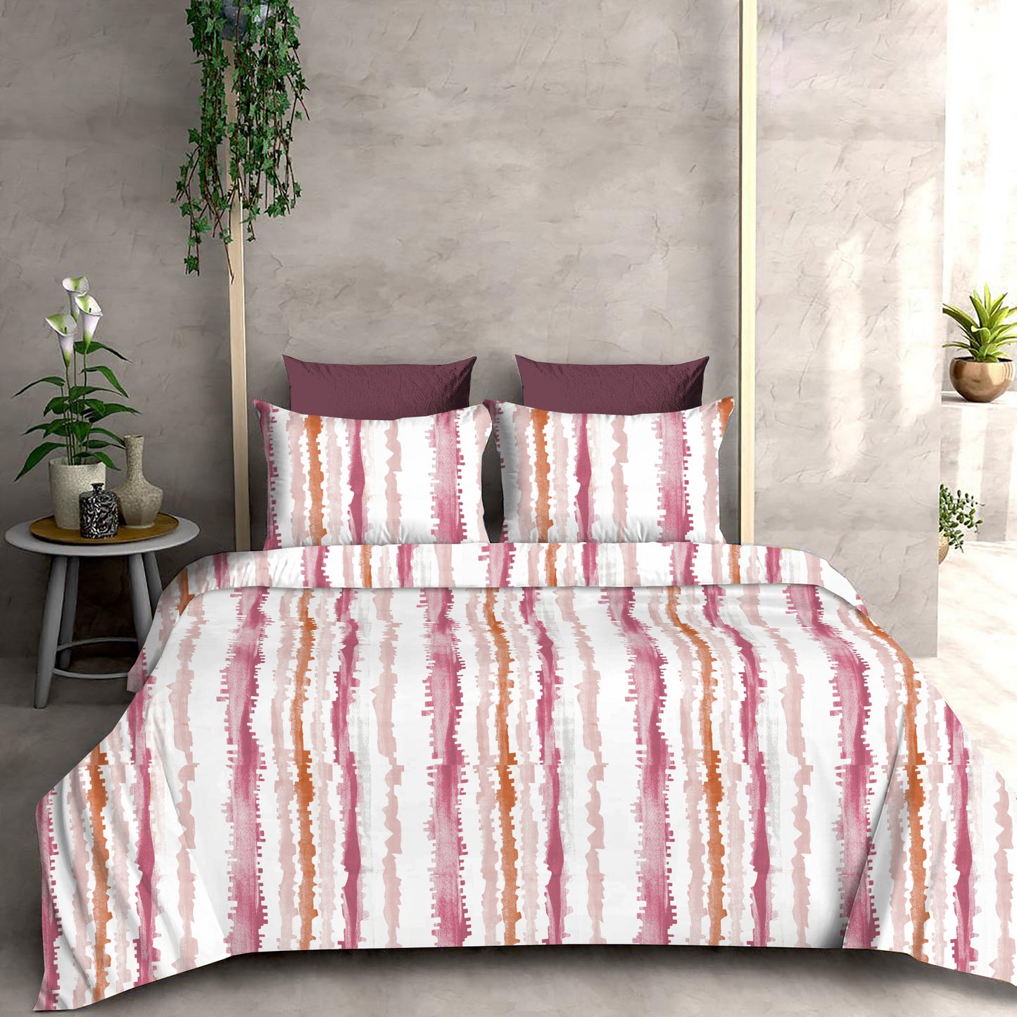 Vertical Multicolor Vibes with 300 TC High Quality California King Size Sheet and 2 x Pillow covers