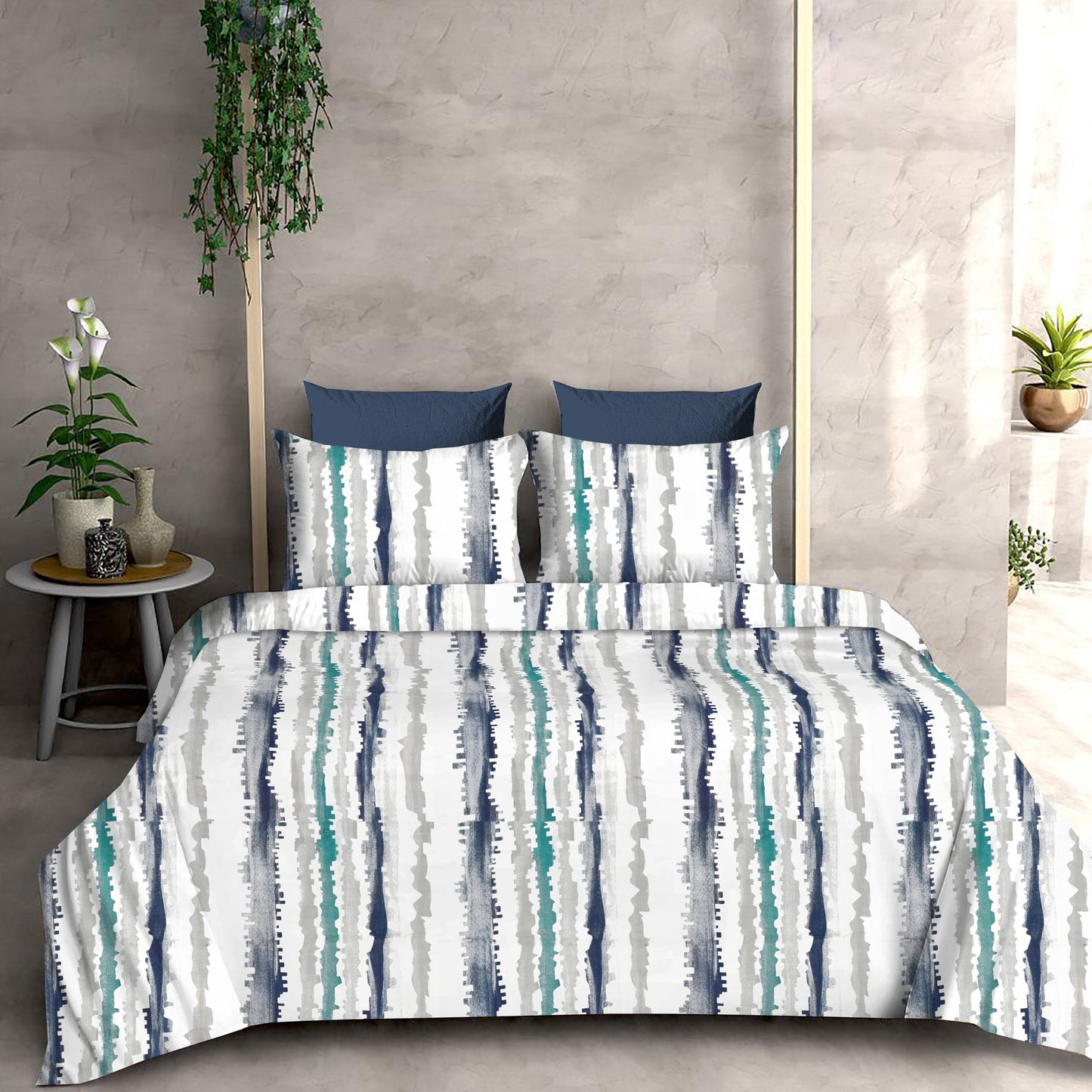Vertical Multicolor Vibes with 300 TC High Quality California King Size Sheet and 2 x Pillow covers