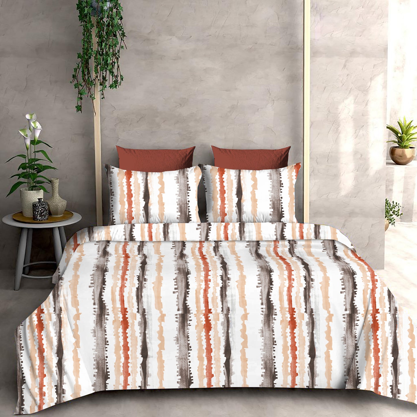 Vertical Multicolor Vibes with 300 TC High Quality California King Size Sheet and 2 x Pillow covers