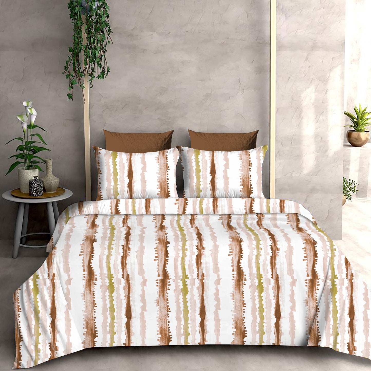 Vertical Multicolor Vibes with 300 TC High Quality California King Size Sheet and 2 x Pillow covers