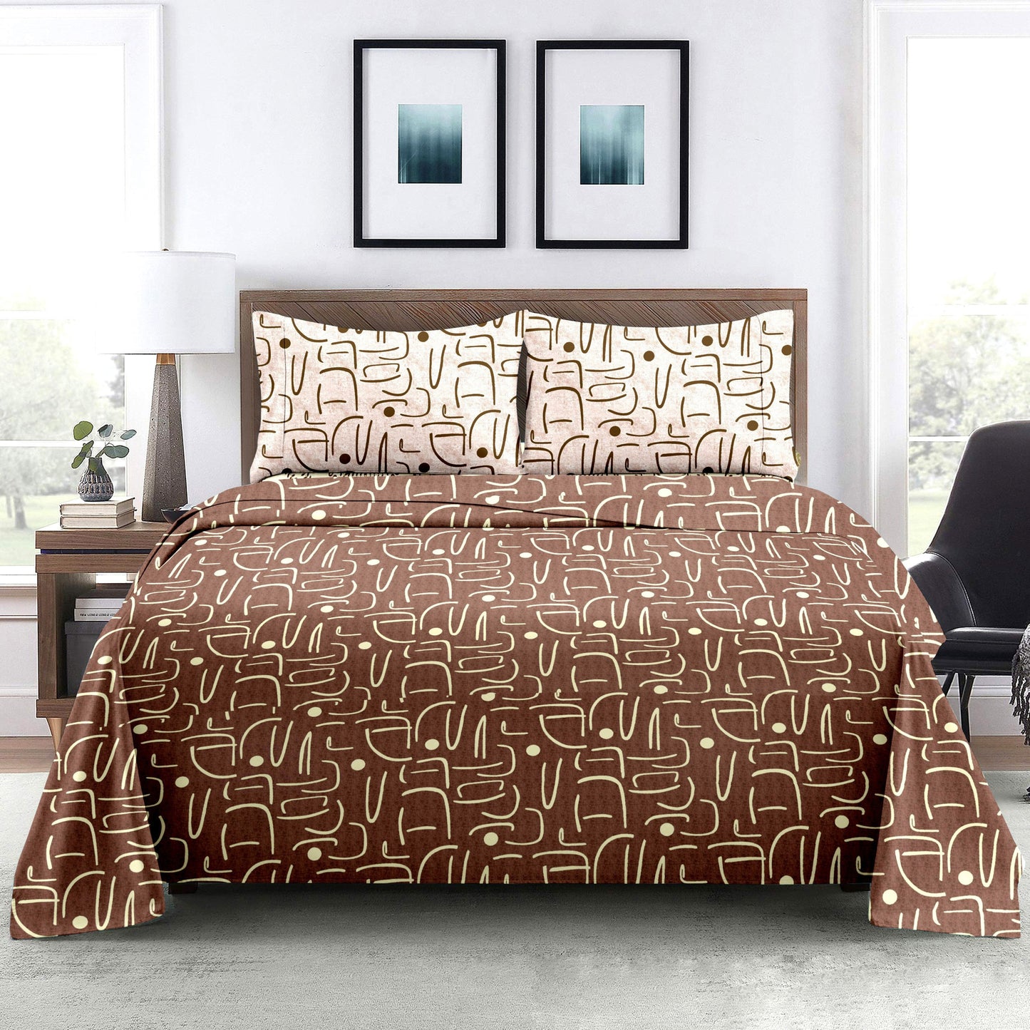 Motif Magic Fitted Queen Size Double Bed sheet With Mix Match 2 x Pillow Covers