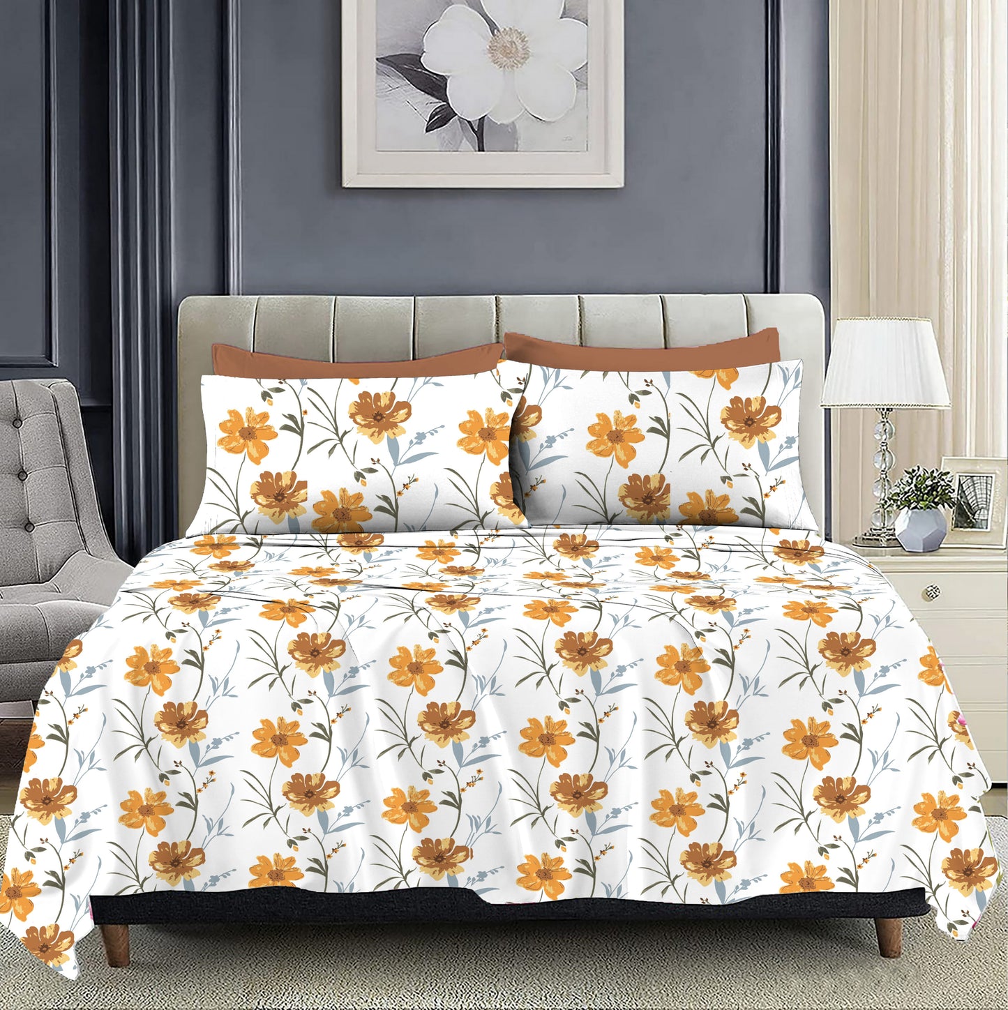 Floral Frenzy Deluxe Super King Bed sheet and 2 x Pillow cover