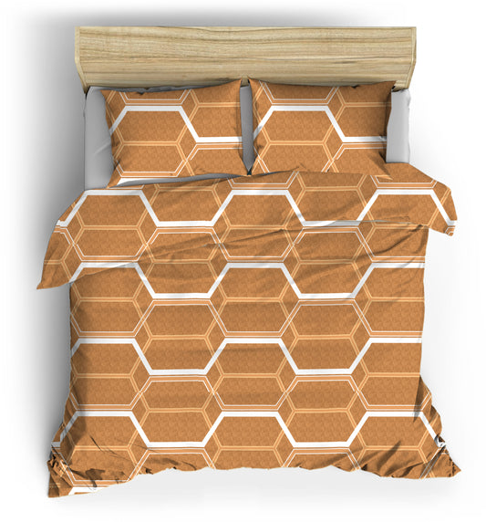 High Quality Symmetrical Geometric California King Size Bed sheet and 2 x Pillow Covers