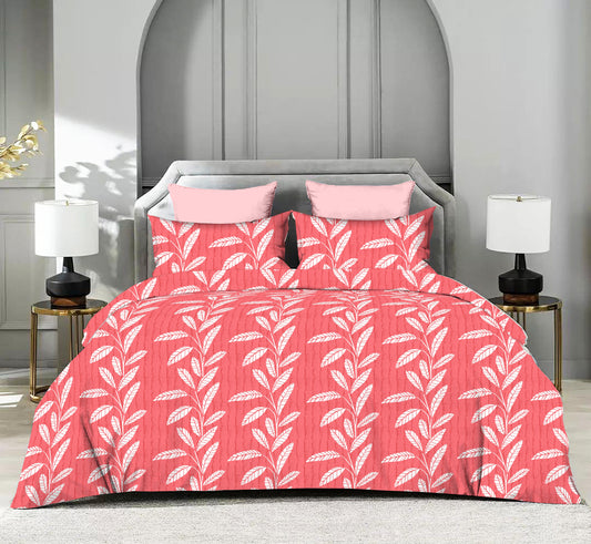 Symmetric Leaves Pattern Double Size Queen Bed sheet & 2 x pillow covers