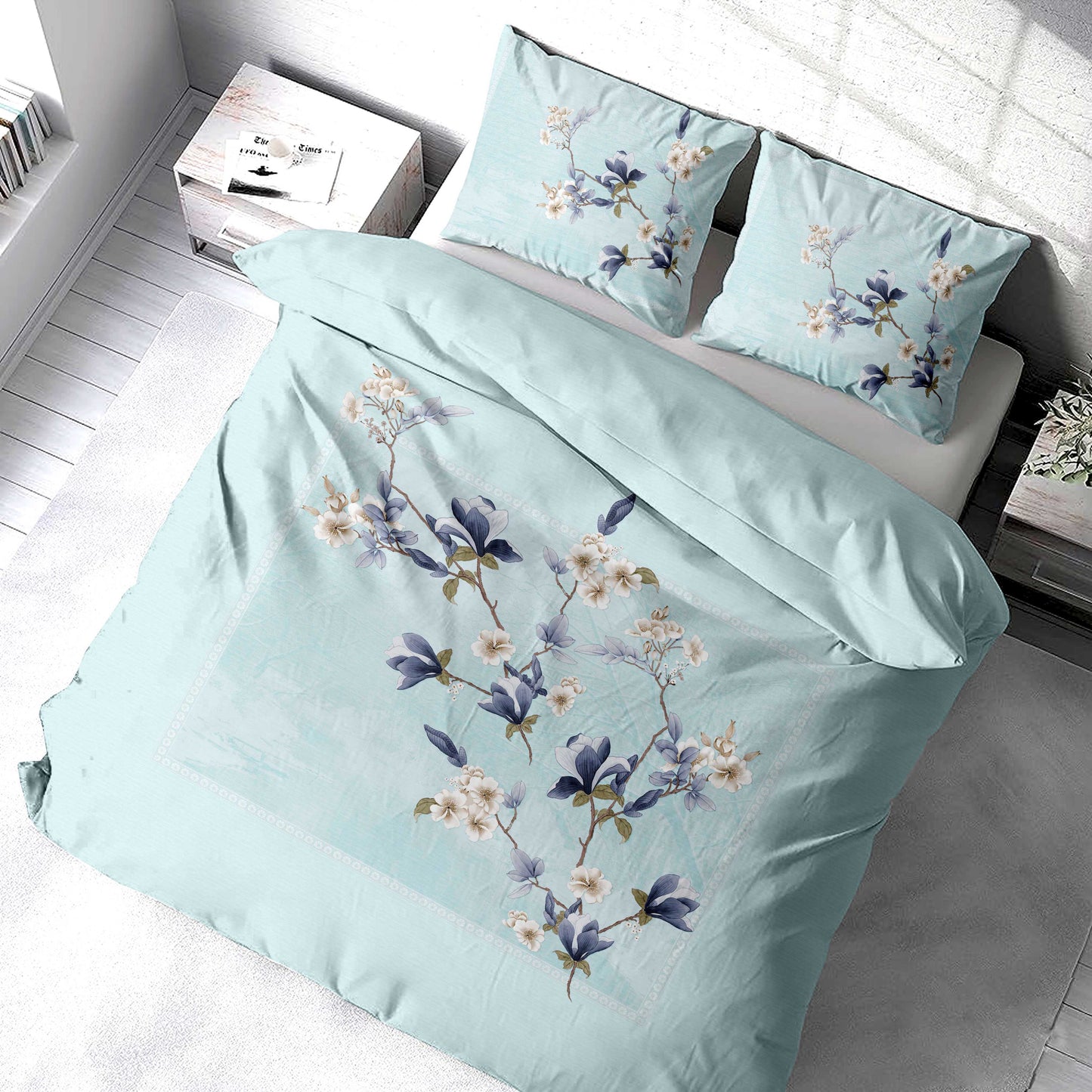 Elegant Eden Digitally Printed 200 TC California King Size Bed sheet and 2 x Pillow cover