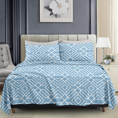 Geometric Pattern California King Size Bed sheet and 2 x Pillow covers